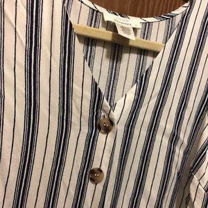 Tortoise Button Striped Top